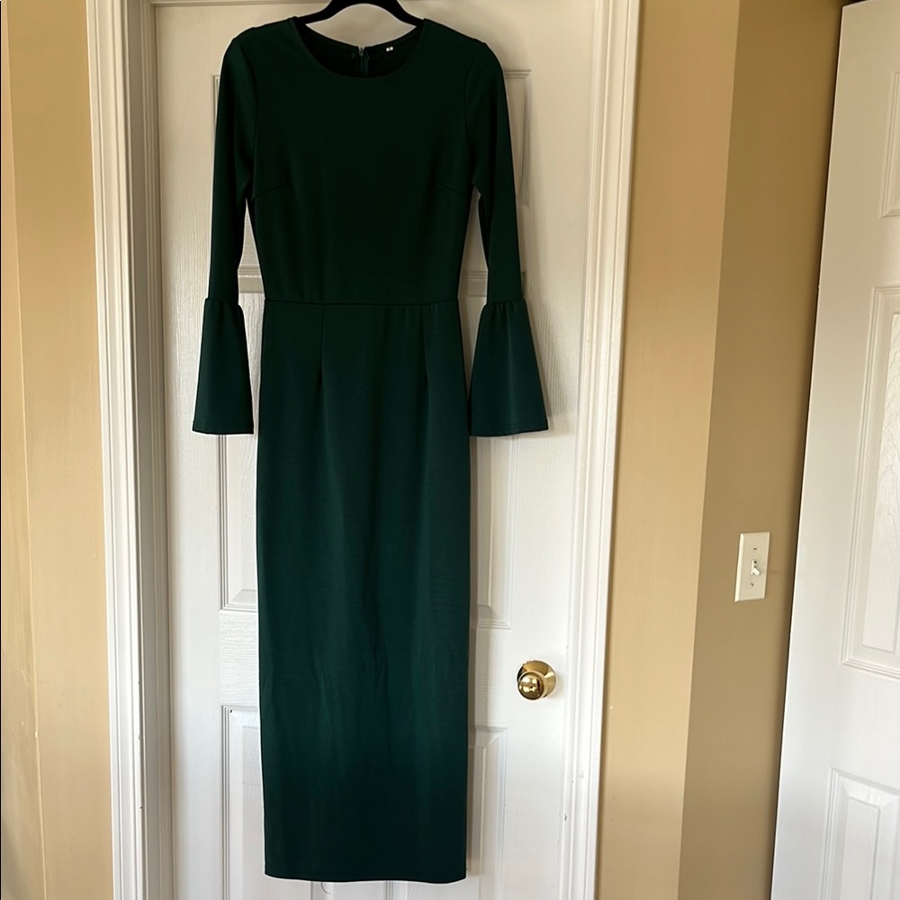 Elegant Green Long Sleeve Dress